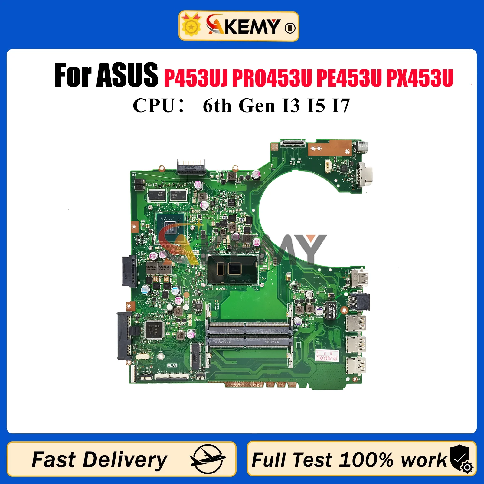 

P453UJ Материнская плата для ноутбука ASUS ProArt P453U PRO453U PE453U PX453U P453UJ Материнская плата для ноутбука с процессором I3 I5 I7 100% тест в порядке