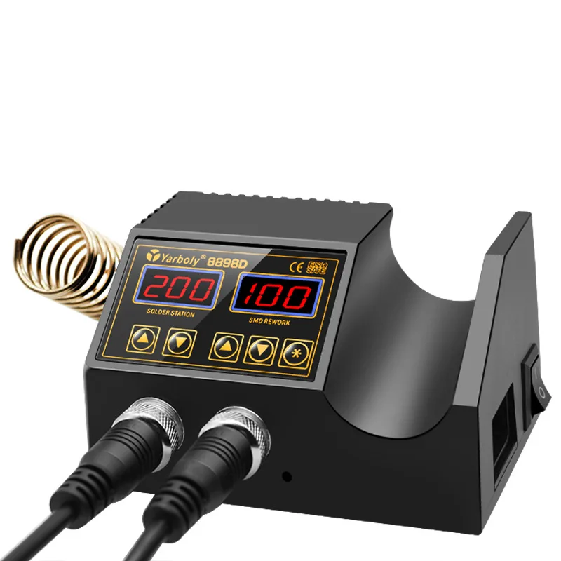 8898 Hot Air Gun Dismantling and Welding Table 110V220V700W Dual Digital Display 2-in-1 Temperature-controlled