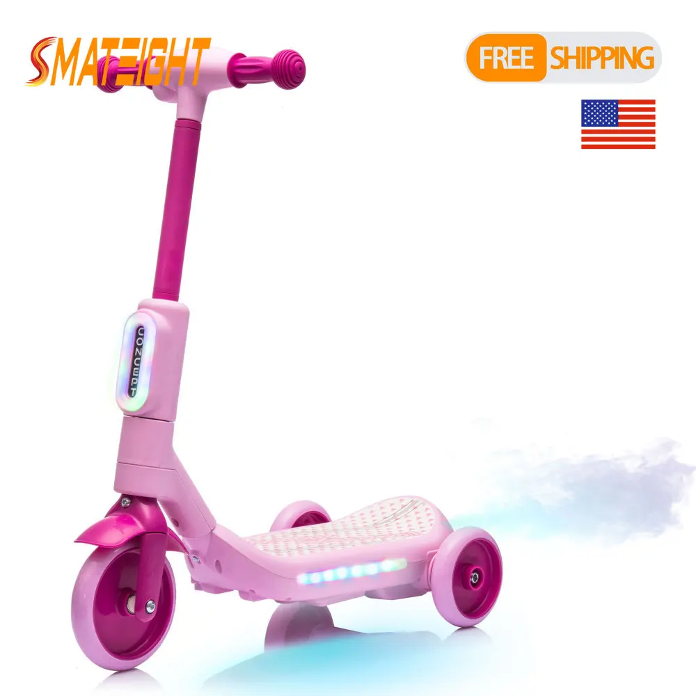 

2in1 Ride On Three-Wheel Balance Electric Scooter Electric UTV W/Spray Wider Pedal Independent Light Switch For Kids 3+