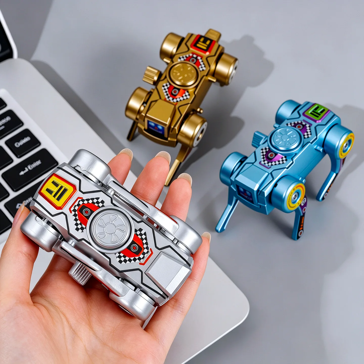 360° Rotating Robot Dog Fidget Gyro Creative Deformed Deformation Design Transforming Robot Dog Fidget Toy Birthday Party Gifts
