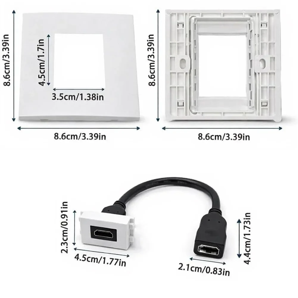 Dual Port Wall Plate With Pigtail Cable For Seamless 4K 60Hz Gaming And Home Cinema Setup Wall Socket Jack Outlet Cover