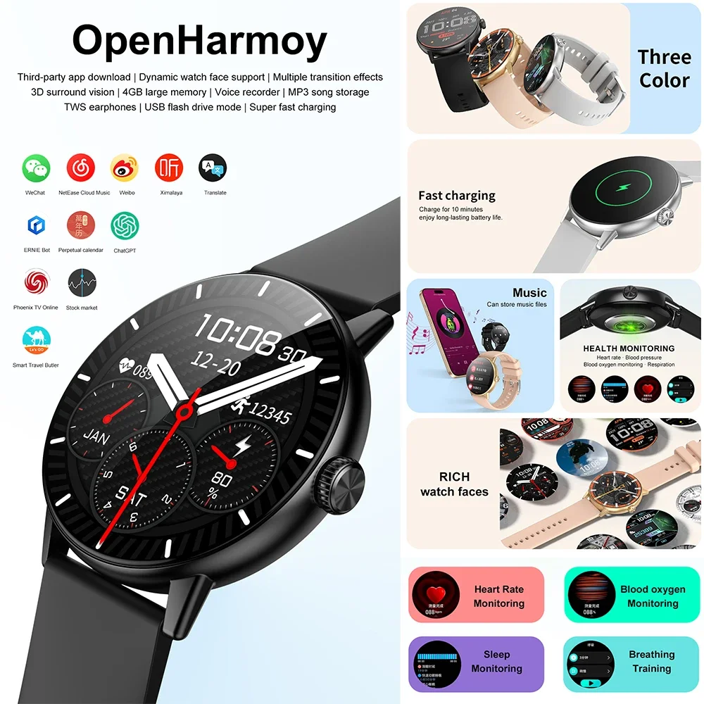 2025 جديد لشاومي AI ChatGPT رجل ساعة ذكية GPS خريطة 4 جيجابايت ذاكرة كبيرة APP مخازن فيديو NFC بلوتوث دعوة TWS النساء Smartwatch #2