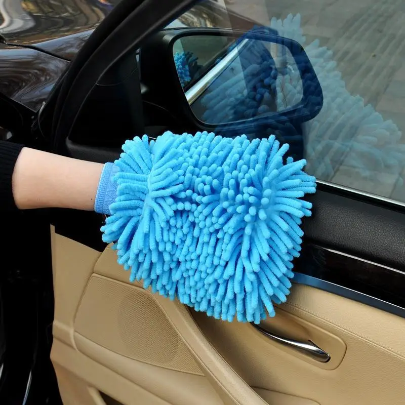 2PcsDouble-sided Microfiber Washable Car Washing Gloves Thick Care Cleaning Gloves Detailing Brush Towel Car Wash Cleaning Tools