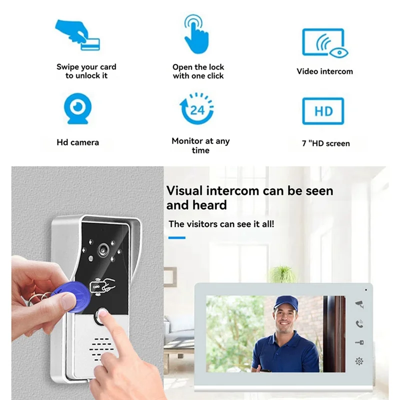 Campanello videocitofono videocitofono cablato intelligente adatto per campanello esterno domestico con display spina europea