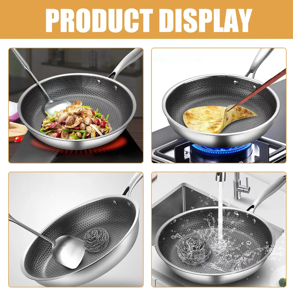 Restaurant Frying Pan Omelet Stainless Steel Cookware Cooking Pot No Coating Wok