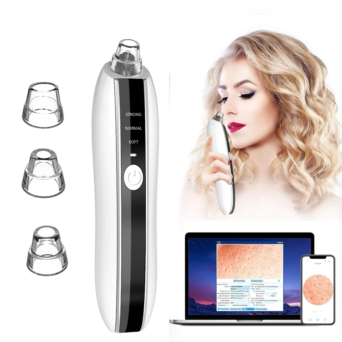 Face Comedone Acne Extractor Facial Skin Pore Cleaner Electric Sucker Vacuum Removal Blackhead Absorber camera