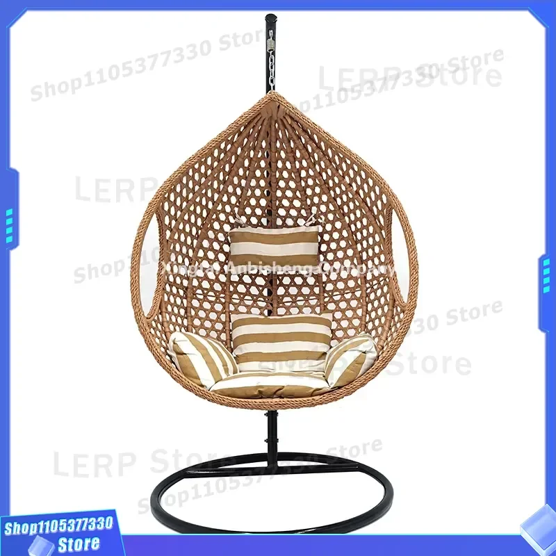 Modern PE Rattan Hanging Rocking Chair Single Cradle for Bedroom Balcony Indoor Outdoor Use Durable Wicker Swing Seat