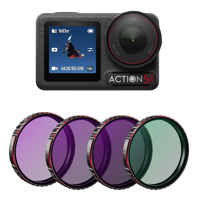 

Для DJi ACTION 5 PRO CPL фильтр ND фильтр 8 16 32 ACG Оптическое стекло ND фильтр протекторы для объектива 4 шт. в упаковке