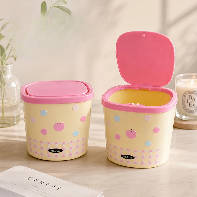 Pop Up Desktop Trash Can Mini Storage Box, Office Desktop Paper Basket, Miscellaneous Bin, Makeup Table, Garbage Storage Box