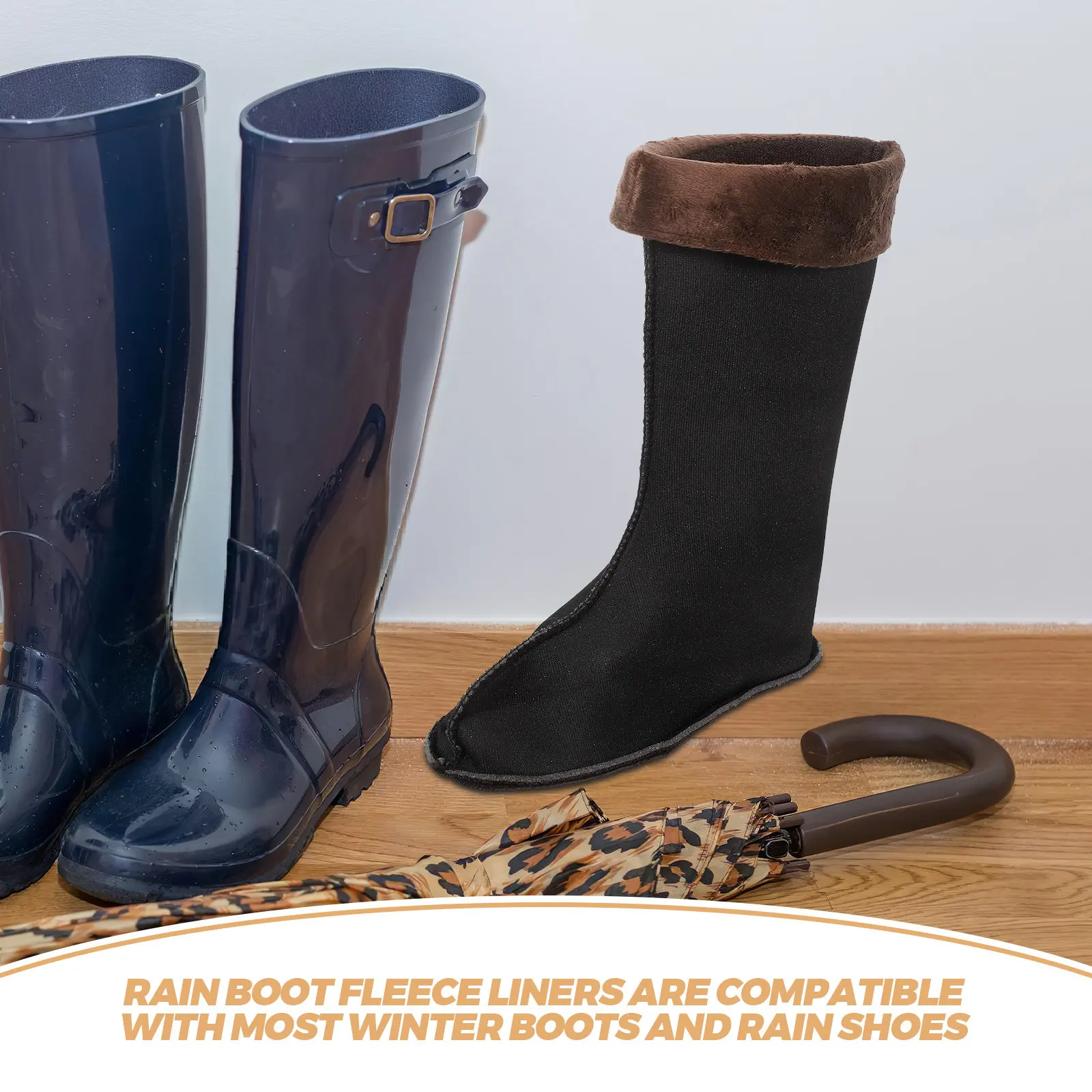 

1Pair Boot Liners for Rain Boots Thickened Thermal Sock Inserts Winter Warm Fleece Liners Outdoor Cold Weather Shoe Covers