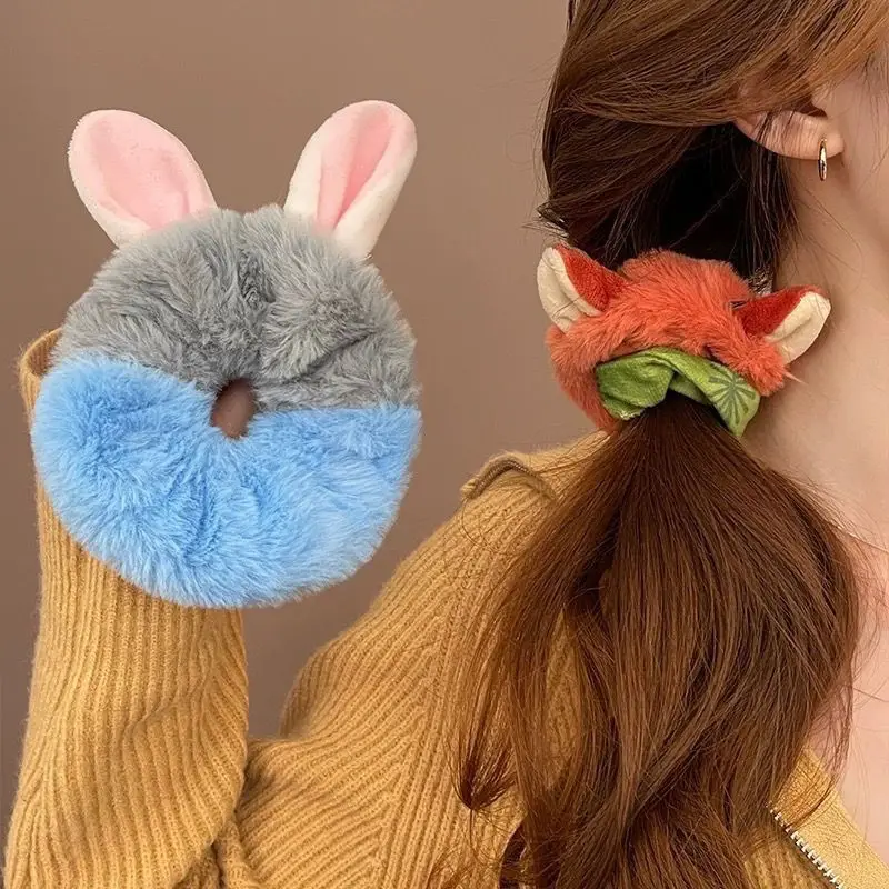 Zootopia Hair Band Cartoon Judy Nick Nick Wilde Plush Fur Ears Hair Rope Kawaii Cute Girl Headwear Birthday Gift