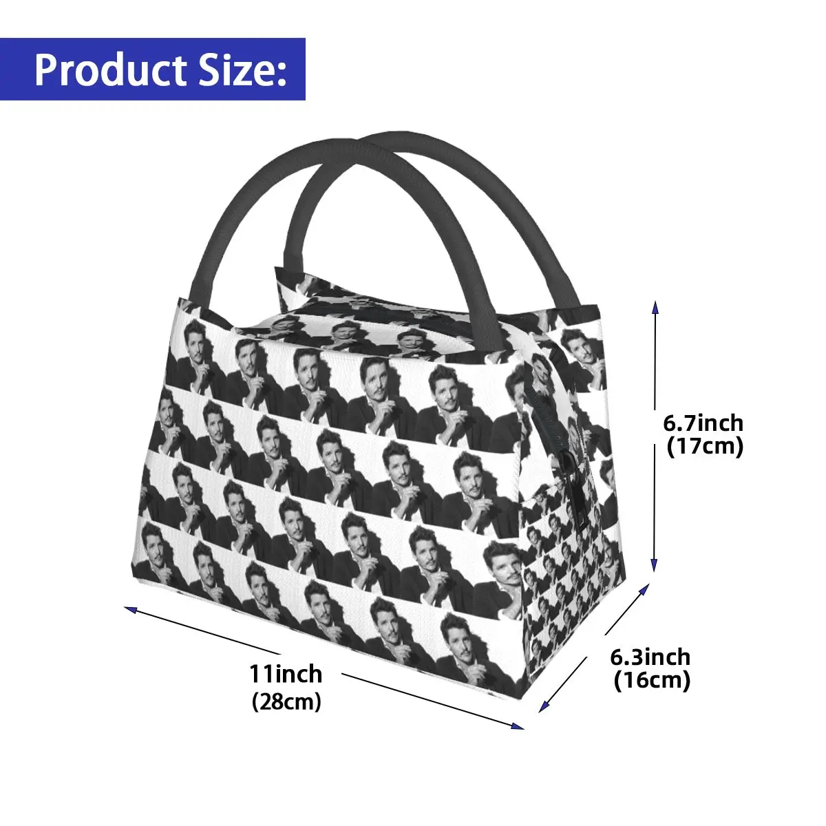 Pedro Pascal Sacred Heart Insulated Lunch Bag for Women Children Leakproof Food Boxes Thermal Lunch Box Tote