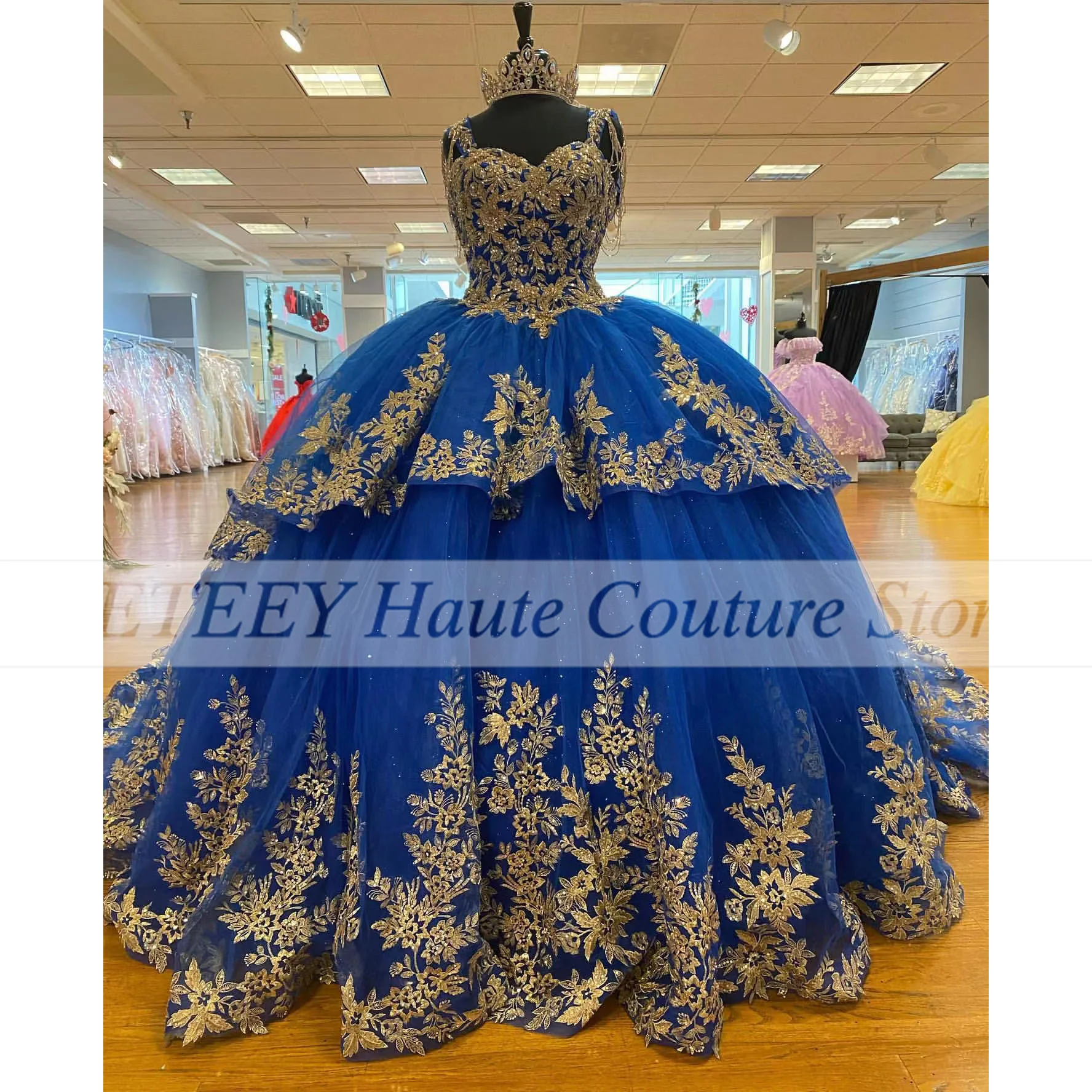 Luxe Royal Blue Jurken Voor 16 Meisje Applicaties Kralen Prinses Baljurken Verjaardag Prom Jurk Vestidos De 15 Años