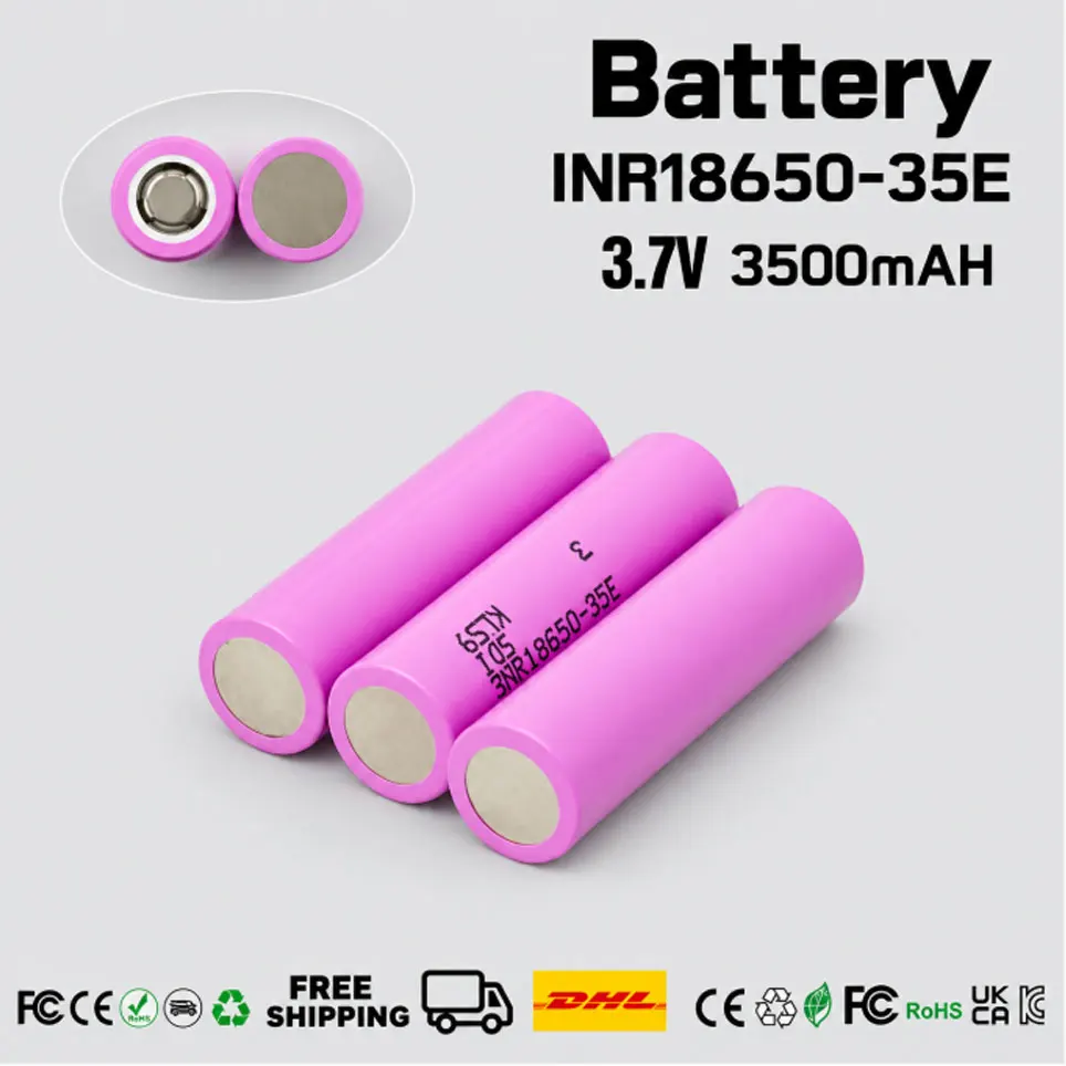 Batteria originale 3,7 V, 3500 mAh, modello INR18650-35E, 10C, ad alta capacità, modello 18650, per alimentazione, con erogazione di energia costante, adatta a diversi tipi di dispositivi elettrici