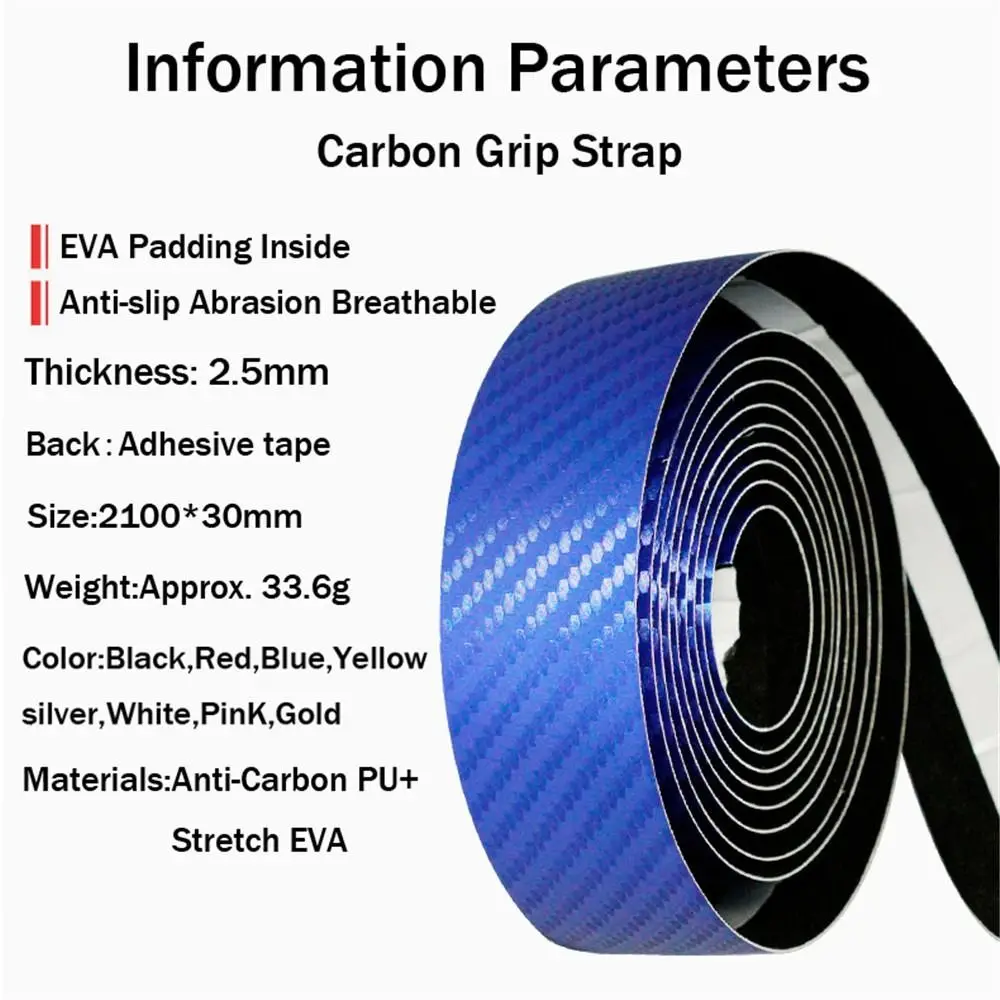 Bicycle Handlebar Tape, Carbon Fiber PU&EVA Road Bike Bar Tape Non-Slip Cycling Handle Wraps for Mountain Bike 2 Rolls per Set