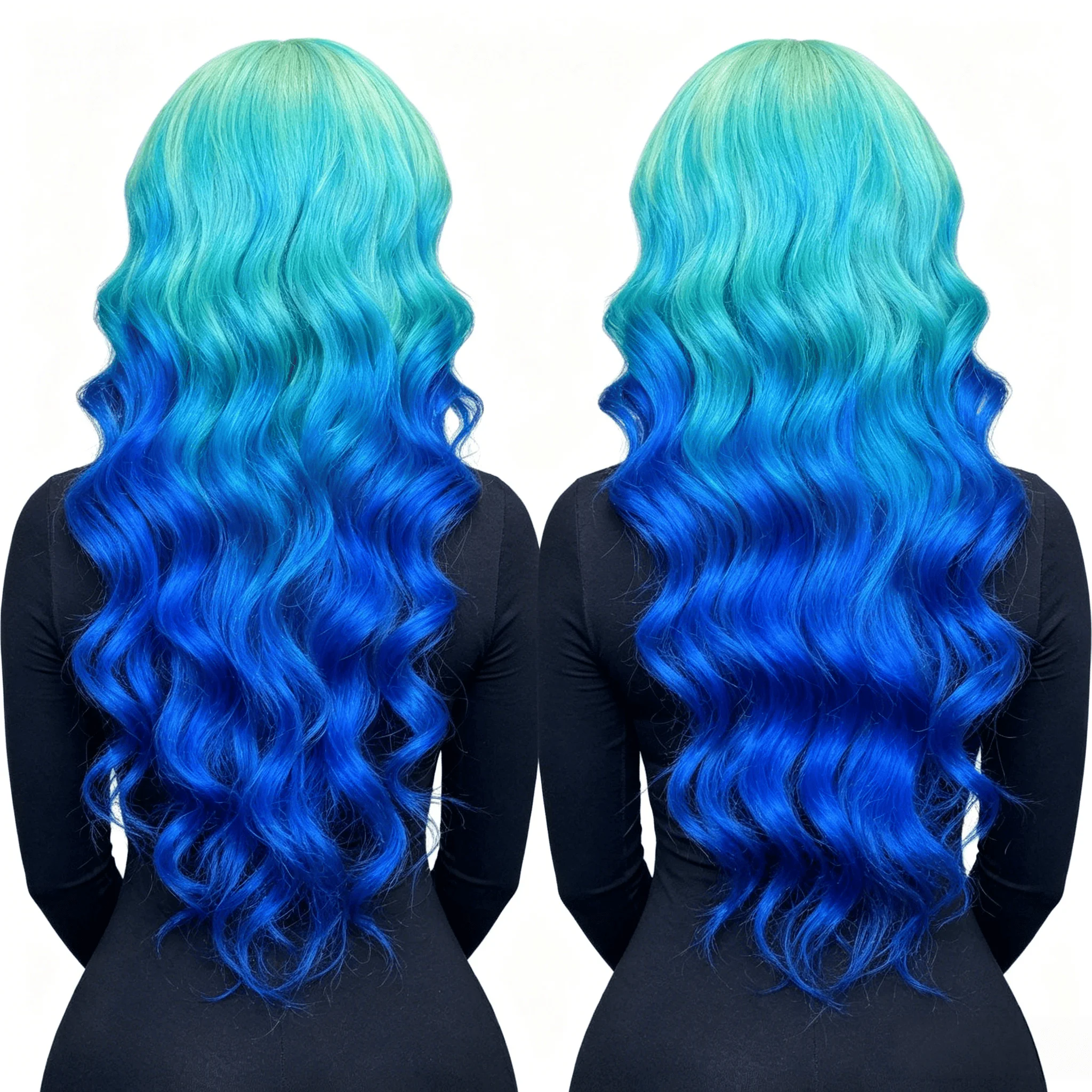 Ombre Colored Blue Body Wave 13*6 Lace Front Wig Human Hair 13x4 Transparent Lace Frontal Wig Pre Plucked Human Hair Wigs 250%