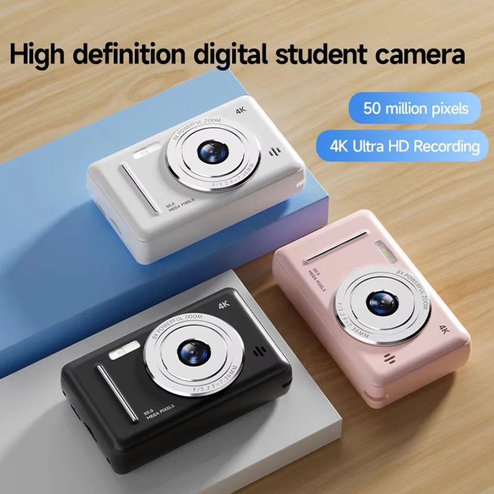 4K Digitalkamera IPS HD 50MP CCD-Kamera 2,4" Autofokus Vlogging Studenten-Camcorder 8X Dual-Kamera und LED-Blitz Video-Foto-Aufnahme – Detail 4