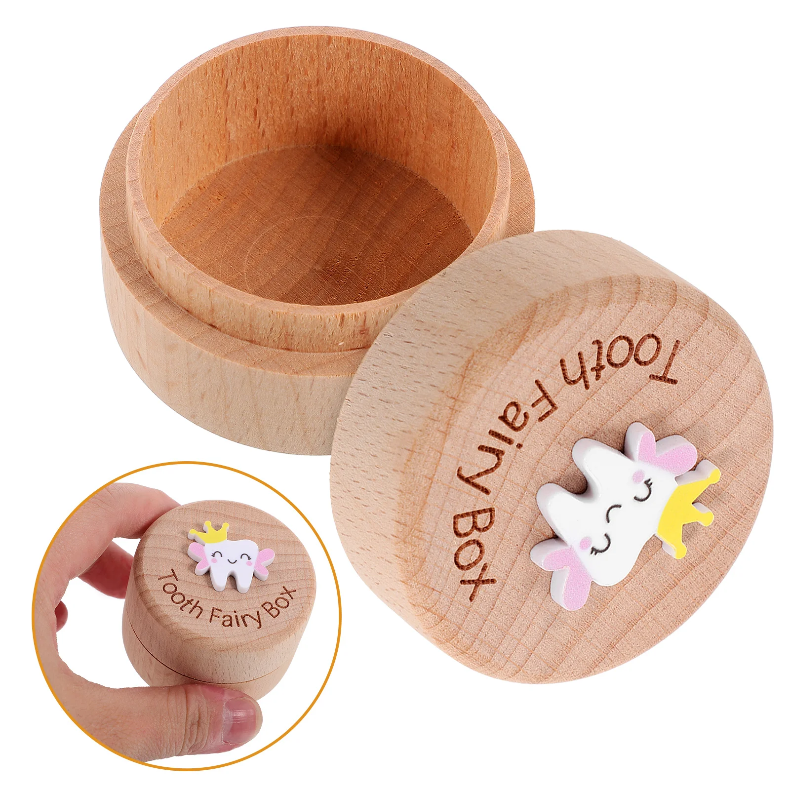 Baby Tooth Holder Children Tooth Storage Container Box Wooden Baby Keepsake Box First Tooth Box Fetal Hair Storage Box