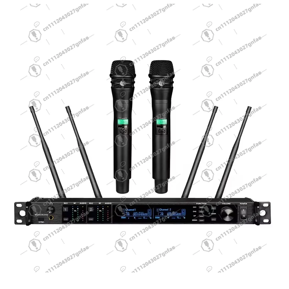 Professional 2-Channel UHF True Diversity Wireless Microphone System for Stage Performance