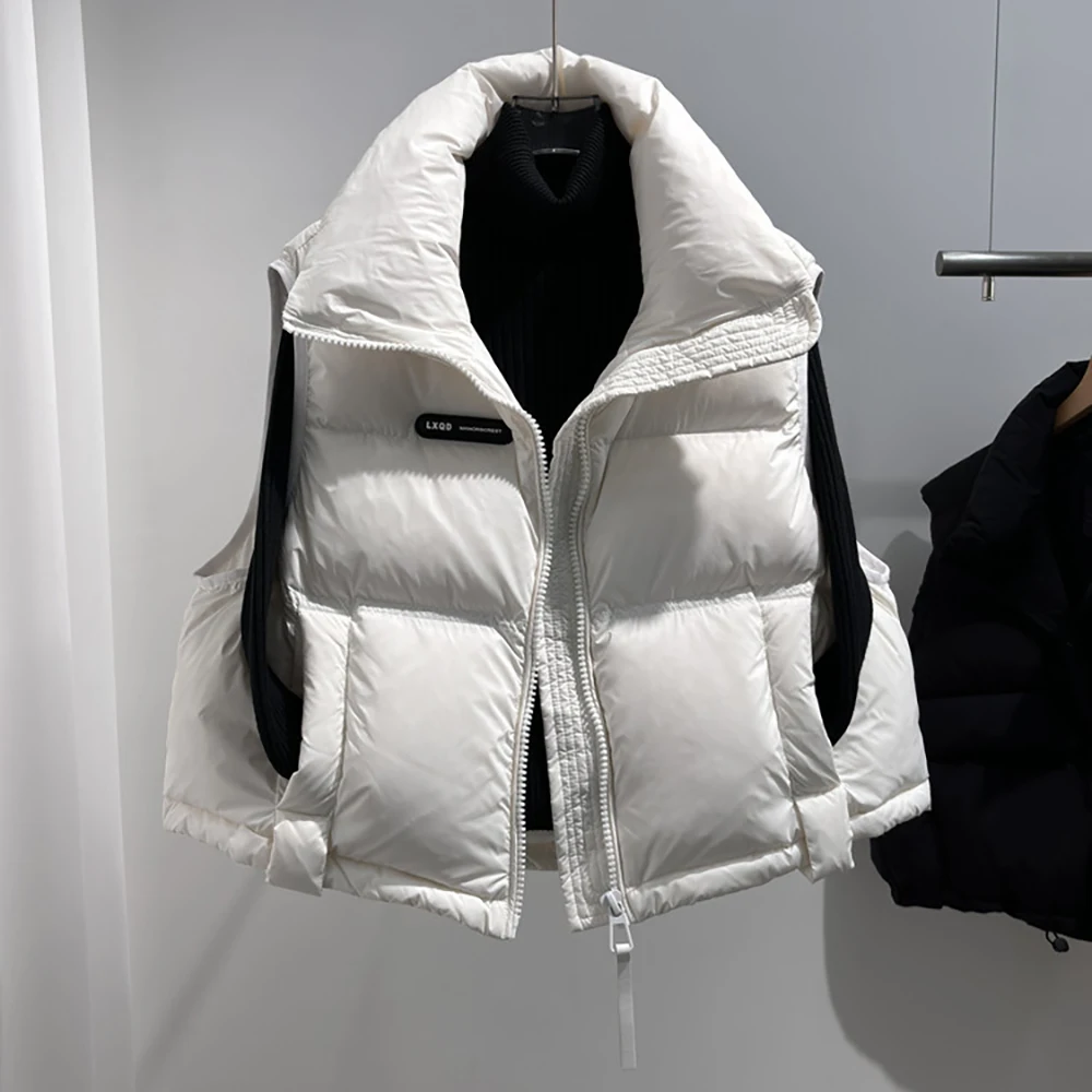 

Women Puff Cotton Padded Waistcoats Casual Loose Stand Up Collar Winter Vest Jackets Lightweight Warm Sleeveless Coats Tops