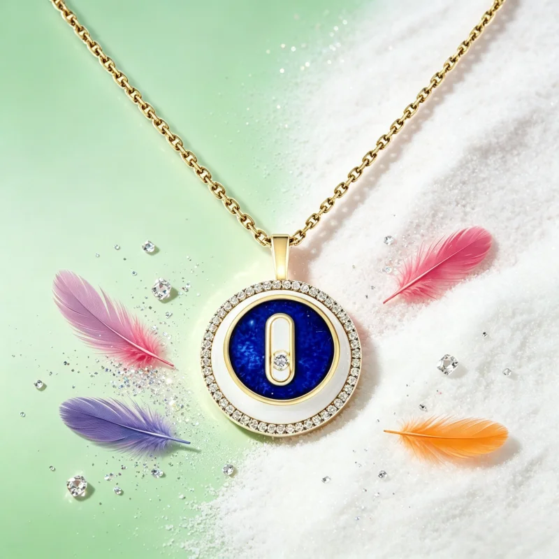 

Sleek Gold-Plated Layered Enamel & Crystal Pendant Necklace