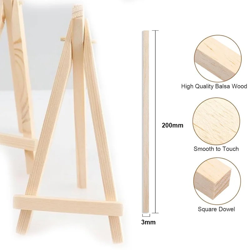 20-50pcs 2/3/5mm Balsa Stick Balsa Wood Craft Square Cudgel Model Building Carving DIY Handicraft Making Accessories Stic