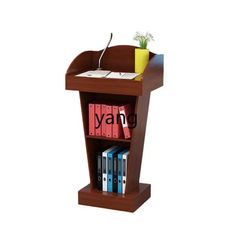 Yjq Office Leader Speech Hotel Welcome Host Multi-Functional Solid Wood Podium with Storage