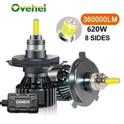 OVEHEL-bombilla LED para faro delantero de coche, luces antiniebla, Canbus, 620 K, 12V, H7, H4, H11, 360000LM, 9005 W, H8, HB4, HB3, 9006, 6000, D1S, D2S, H1