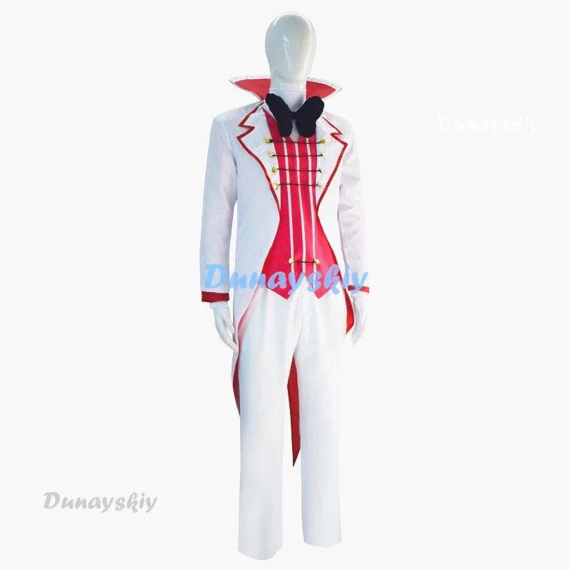 Anime Lucifer Cosplay Morning Star Kostüm Perücken Männer Uniform Anzug Jacke Weste Hosen Hut Halloween Geburtstag Party Outfit