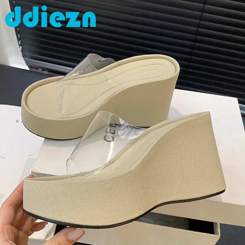 Ladies High Heels Platform 2024 Summer Footwear Heels Slides Women Pumps Wedges Fashion Shoes Sandals Slippers Female Shoes