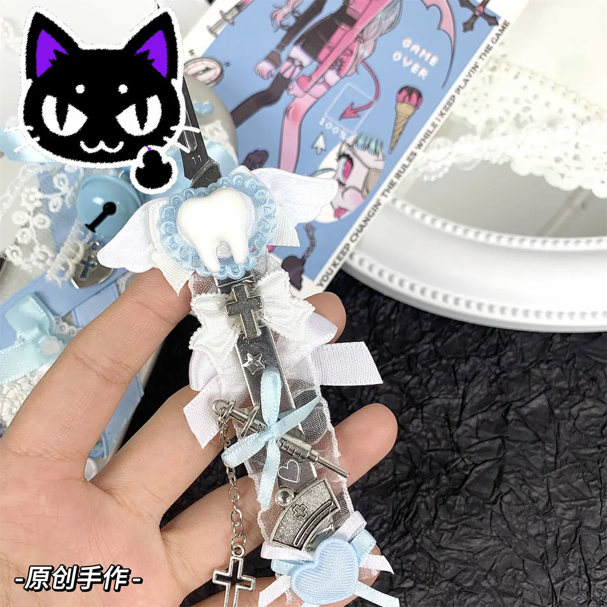 [Meow Meow Handmade] مشرط تجميل الملاك ذو اللون الكامل المائي، سكين مصنوع يدويًا عالي القيمة