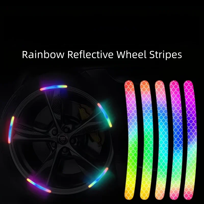 20PCS Glow in The Dark Bike Stickers, Rainbow Reflective Wheel Decals for Night Safety, Fit Bicycle Moto Motorcycle - view 5