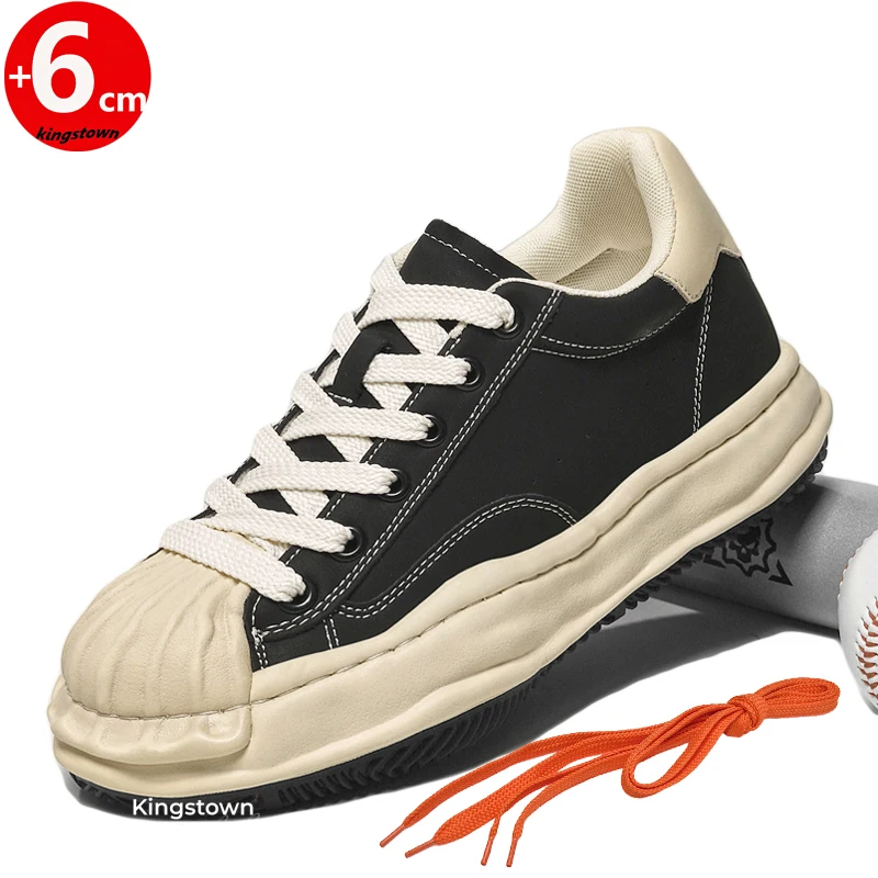

Men's Sneakers Height Increase 6cm Chunky Elevator Lift Shoes Leather Shoes Women Big Size 35-44