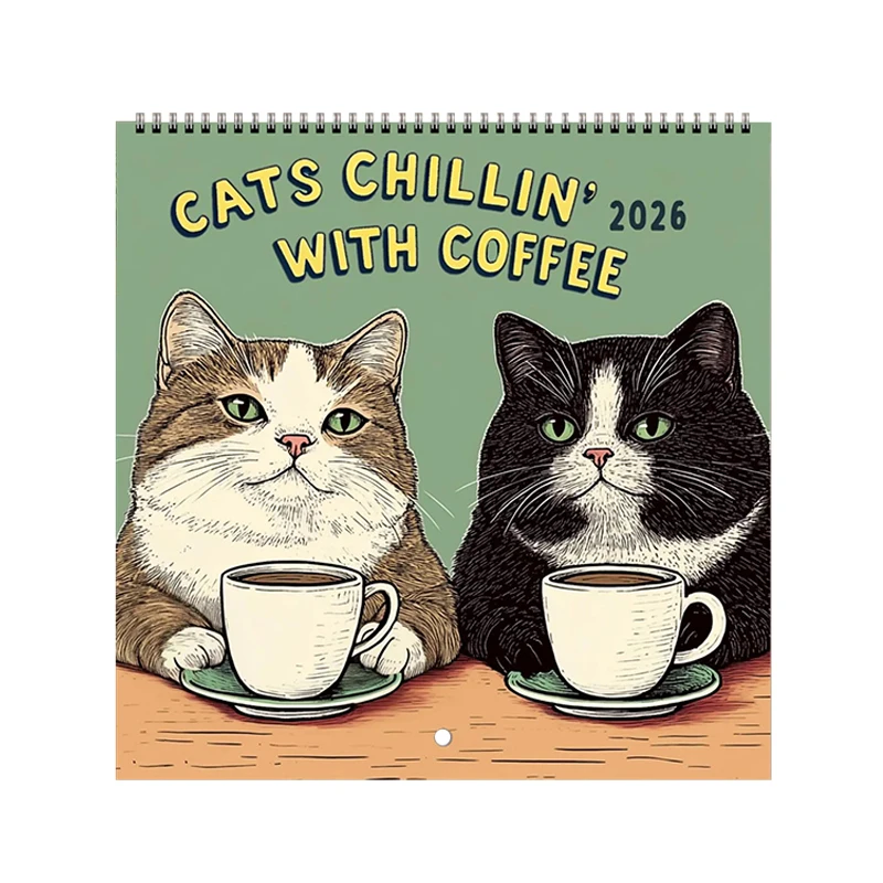 

Cat Calendar- Cats With Coffee Handmade 12 Monthly Cats Wall Calendar 2026 Planner Funny Family Planner Gift For Cat Lovers