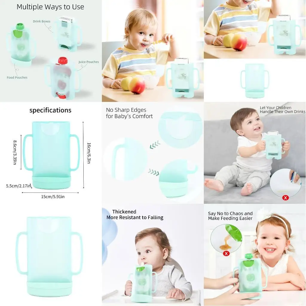 

Squeeze Holder Drink Box Squeeze Proof Holder with Easy Grip Handle for Feeding Baby Holder L8RB