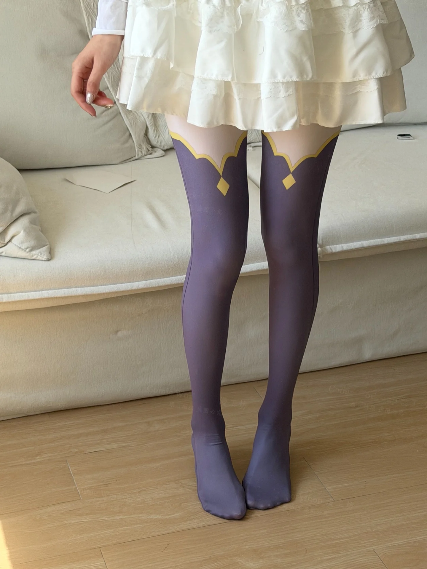 Swan Velvet Elastic Stockings Cosplay Pantyhose for Girls Detective Sparkle Beauty And the Beast Anime Cartoon Print Tights