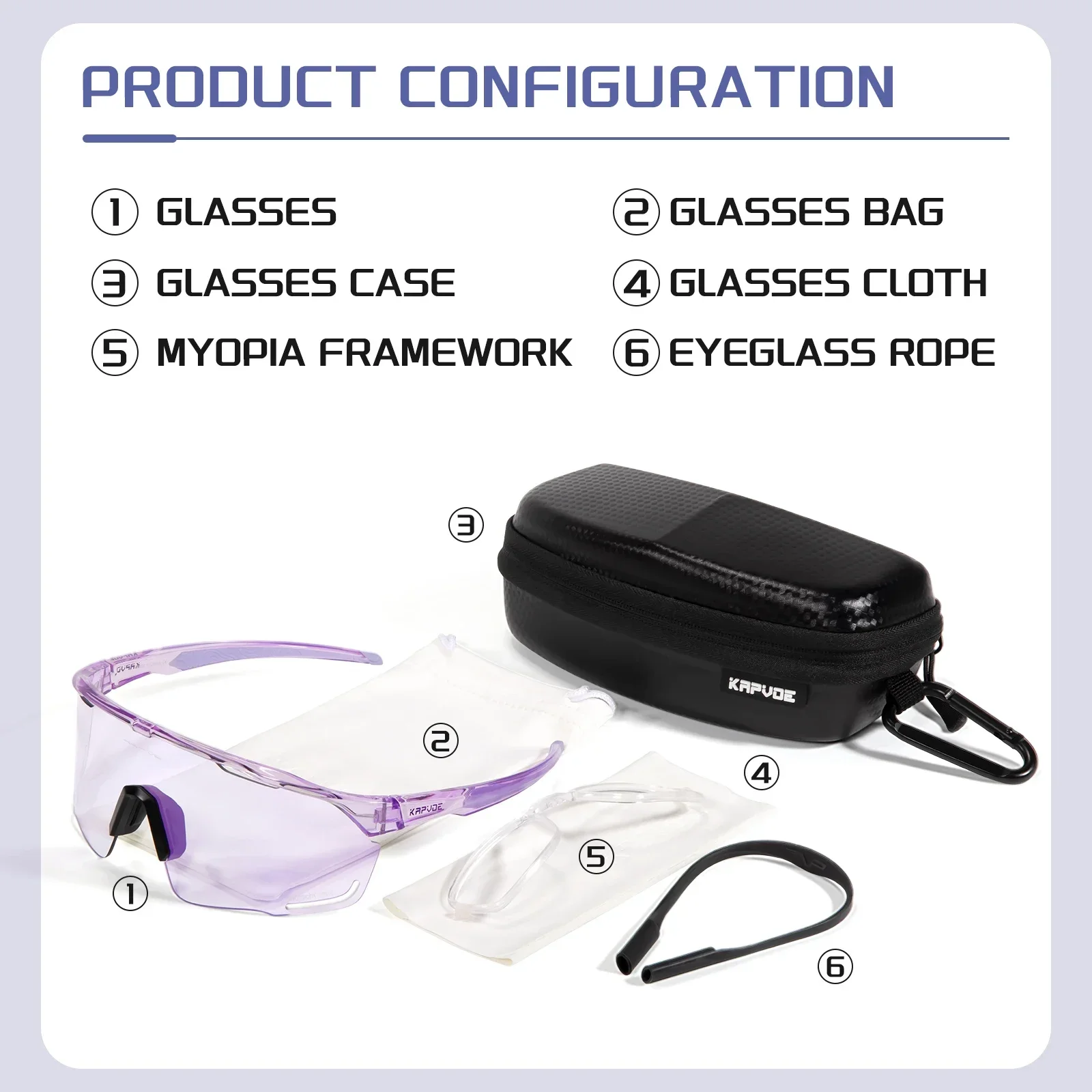 Kapvoe New Purple Red Photchromic Cycling SunGlasses MTB Bike UV400 Protection Glasses Riding Driving Running Sports Eyewear