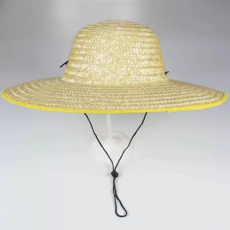 Wide Brim Breathable Natural Wheat Straw Hat Uv Protection Sun Hat For Farming Gardening Fishing Camping Beach Outdoor Use Adjus