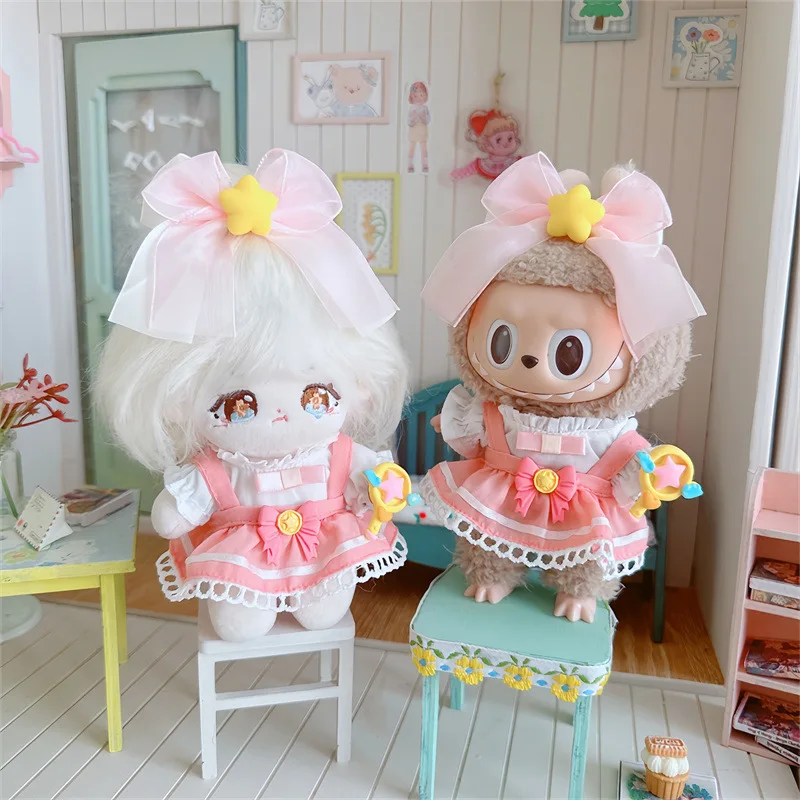 Doll Clothes for 17cm Labubu Doll Toy Cute Mini Plush Doll's Clothes Outfit Accessories Suit Jumpsuit Dress Fans Children Gift