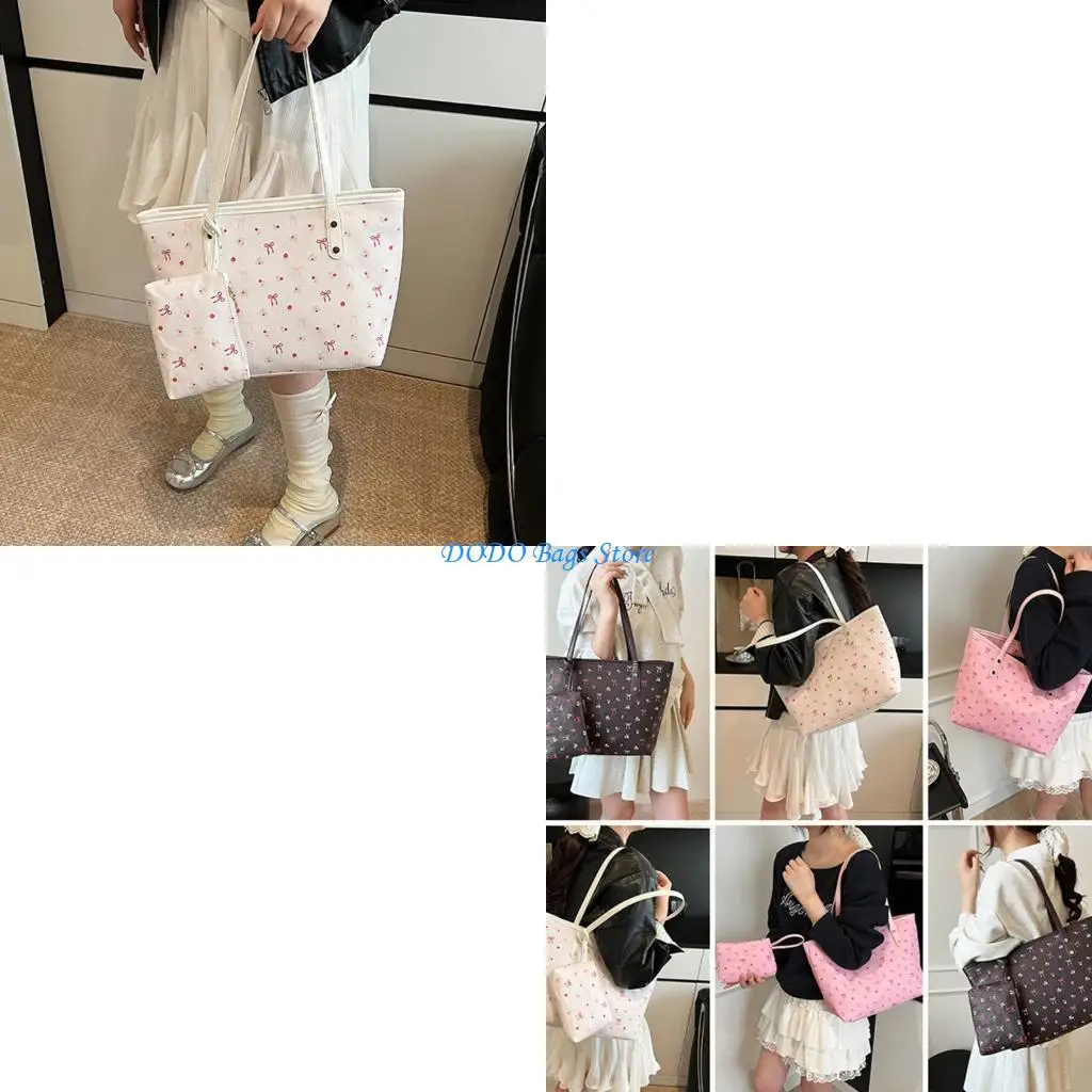 

Women Bag Large Capacity Armpit Bag Stylish Shoulder Bag Lovely Bows Commuting Bag Shopping Bag Commuting Bag