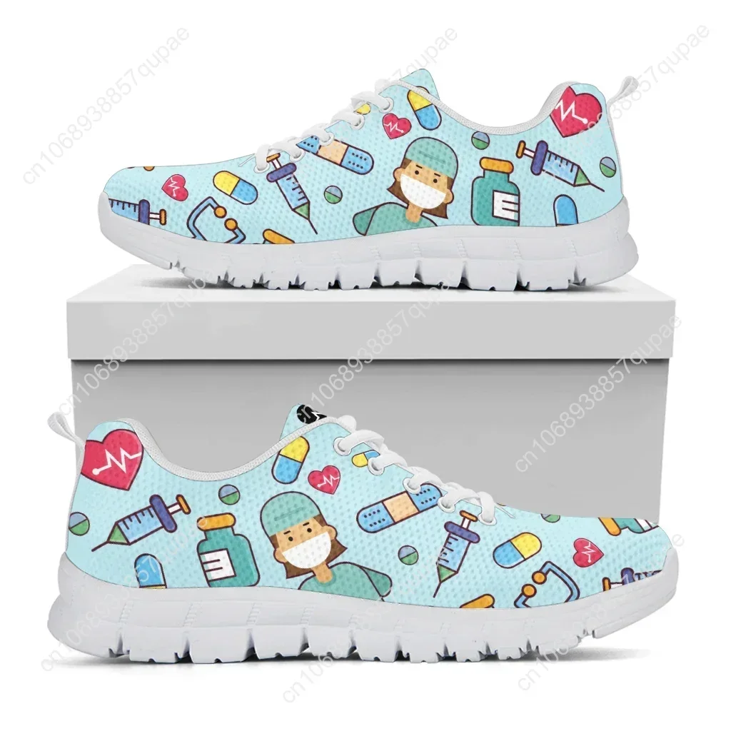 Women Doctor Nurse Sneakers Medical Hospital Print Lightweight Mesh Flats Ladies Casual Spring Cute Nursing Shoes
