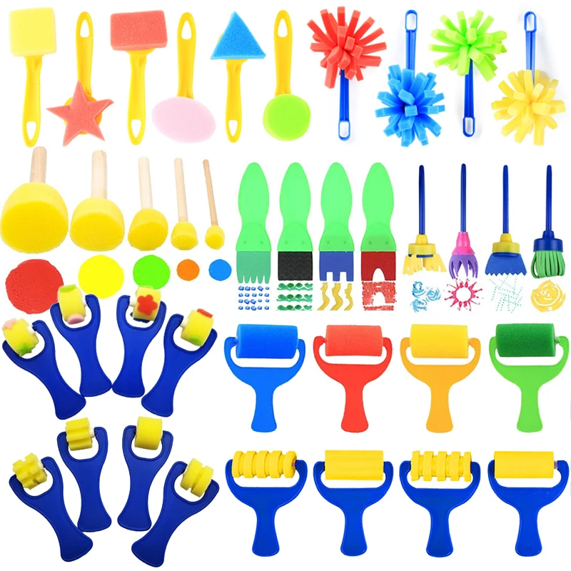 Children Drawing Sponge Toys Art Craft Drawing Tools Graffiti Roller Printing Color Painting Mushroom Head Seal Stamps Foam TMZ