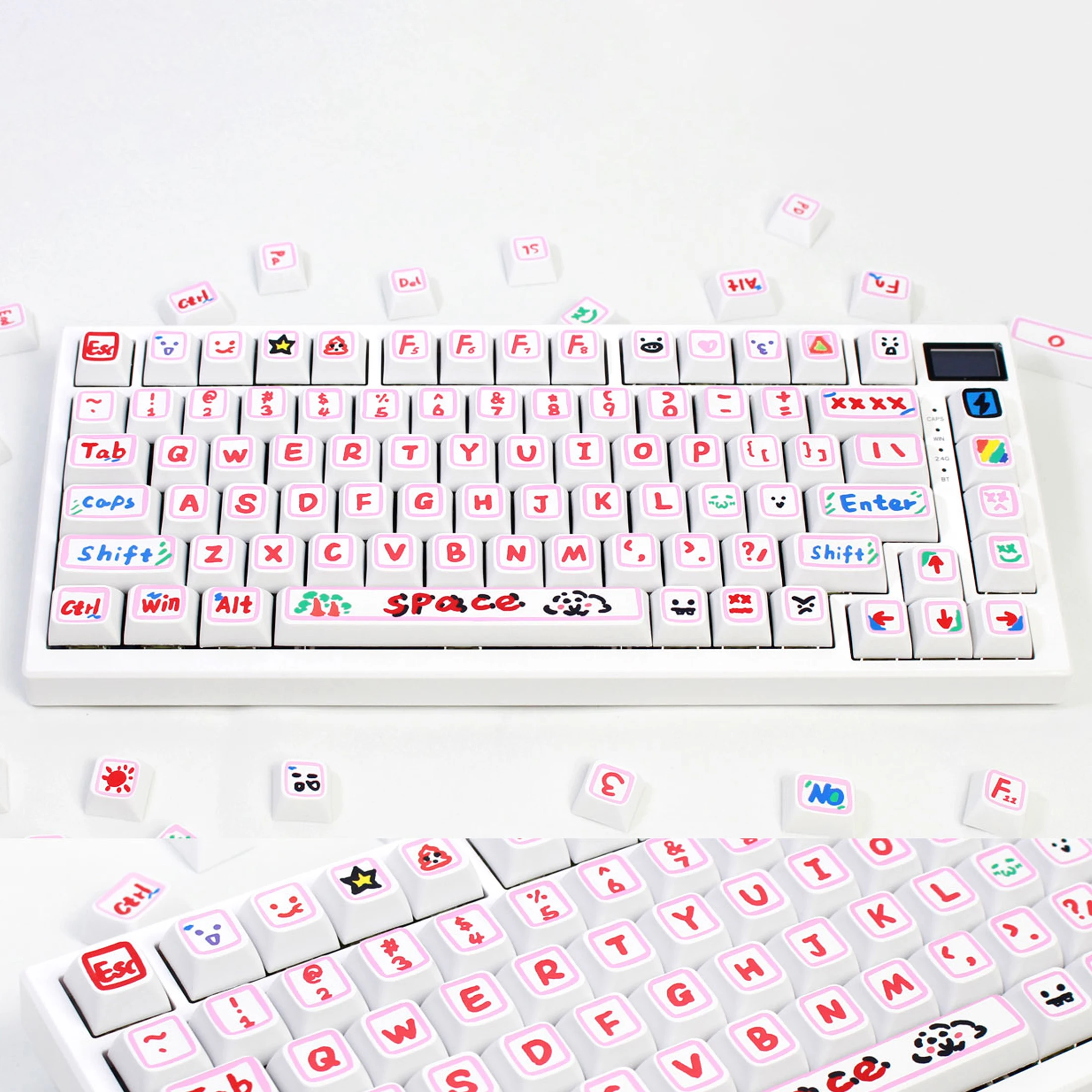 

Колпачки для клавиш PBT, 127 клавиш, набор милых колпачков для клавиш с граффити, профиль XDA, колпачки для ключей с сублимационной краской для механических переключателей Cherry Gateron MX