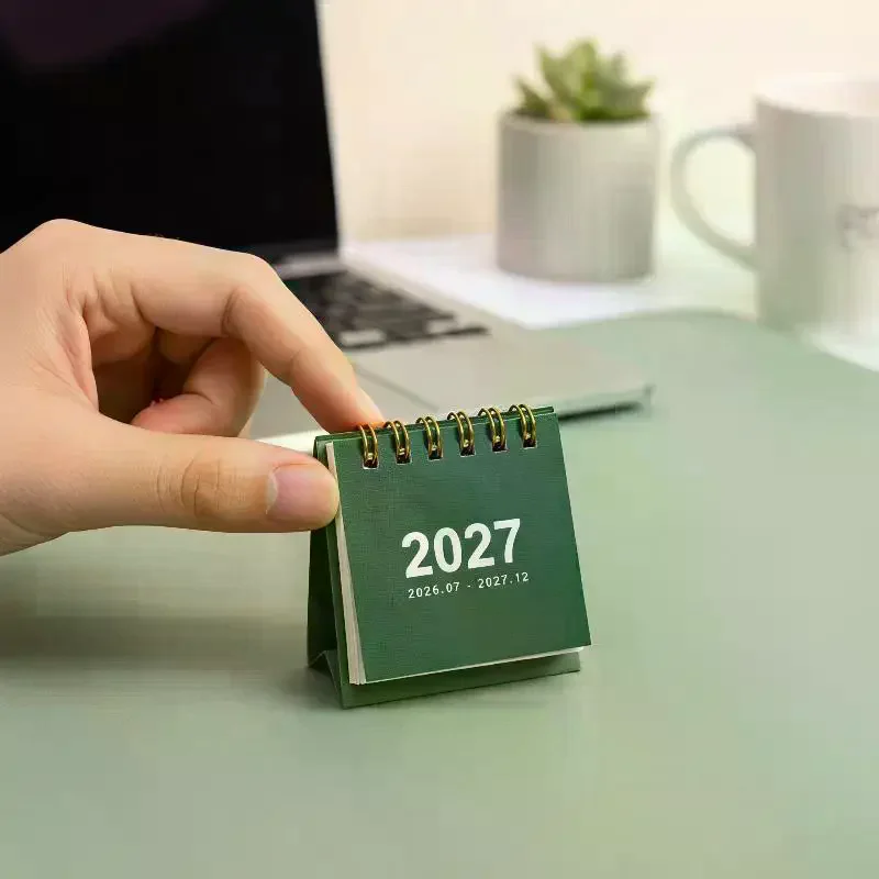 1Pcs 2027 Mini Simple Calendar Small Desk Calendar Creative Coil Calendar Planner Desktop Decoration Office Stationery