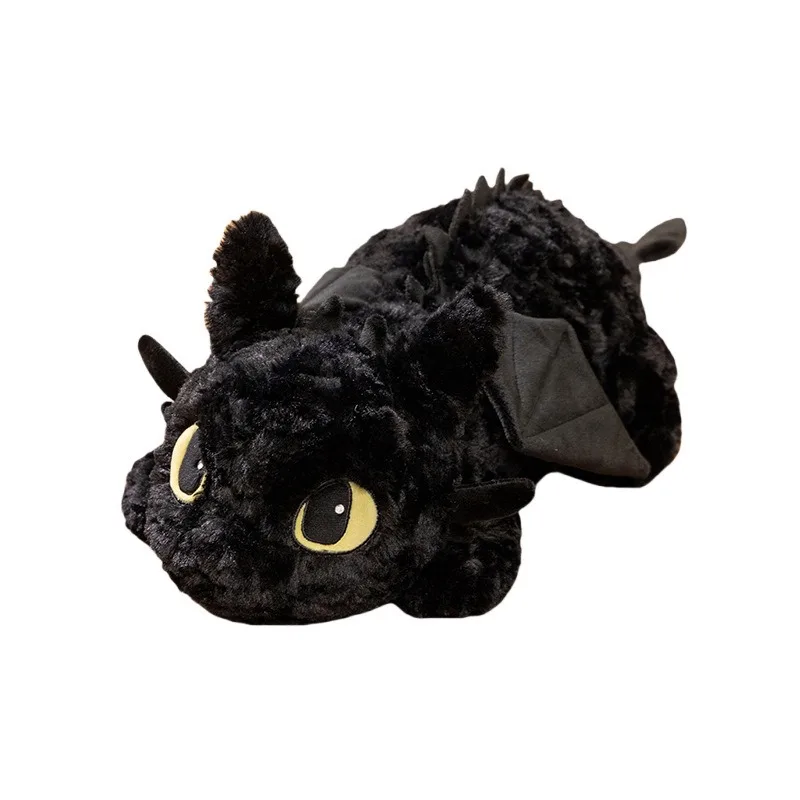 Nuevo muñeco Kawaii de 50/70cm sin dientes, pequeño dragón volador negro, juguete de peluche, almohada para dormir para niñas, regalo de cumpleaños, regalo de Navidad