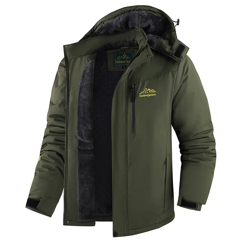 

Winter Climbing Camping Thickened Warm Outdoor Jacket Windproof And Waterproof Men's Hooded Coat Casual Loose Interchange Jacket