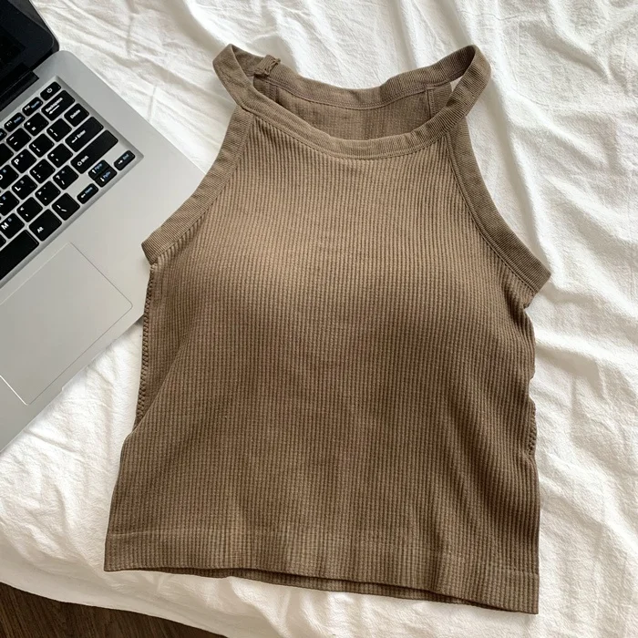 Women's Small Strap Vest Outdoor Wear Summer Beautiful Ba Sports Yoga Hanging Ne Top with Chest Pad Matching Underwear