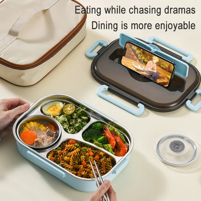 304 Stainless Steel Insulated Lunch Box Divides Lunch Box Office Workers Large Capacity Portable Bento Box Sealed