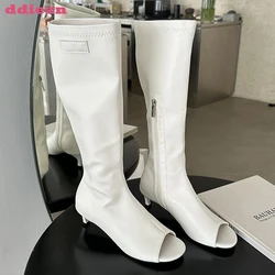 Female Shoes Fashion Stretch Boots Silvery Peep Toe High Heels 2023 Women Pumps Party New In Casual Outside Ladies Sandals Boots