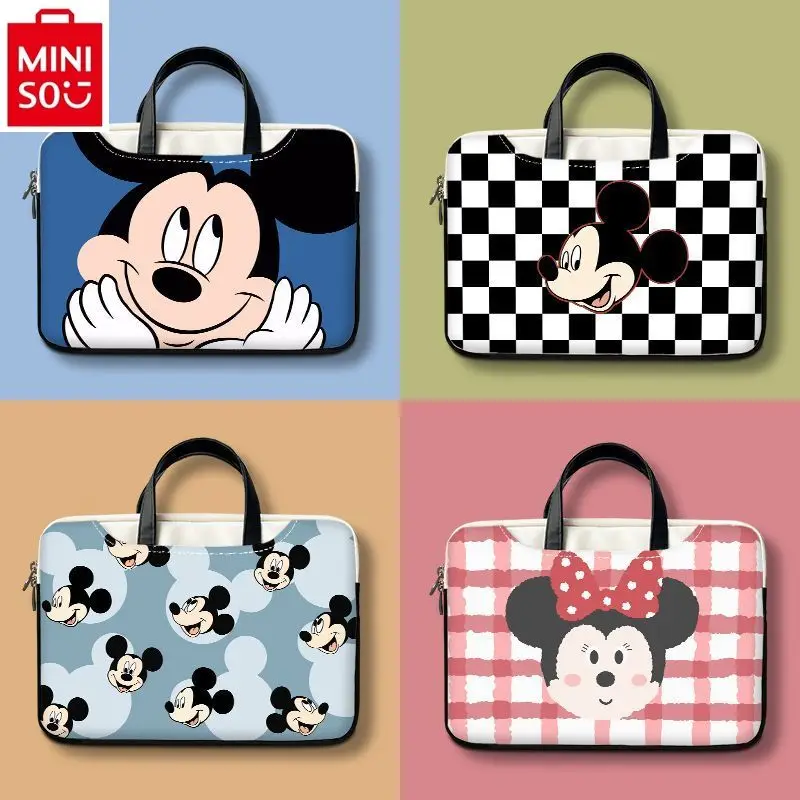 

MINISO Disney Mickey Laptop Bag14 15.6 17.1 inch Dual purpose Women's High Quality Thickened Multi functional Storage Handbag